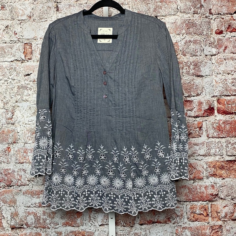 💙5/$15 Style & Co. Womenʻs Long Sleeve Embroidered Boho Blouse XS